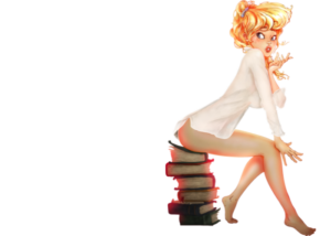 quiz logo - sexy russian girl with books